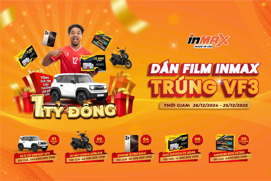 Cơ hội trúng xe VinFast VF3 khi thay phim phản xạ nhiệt INMAX