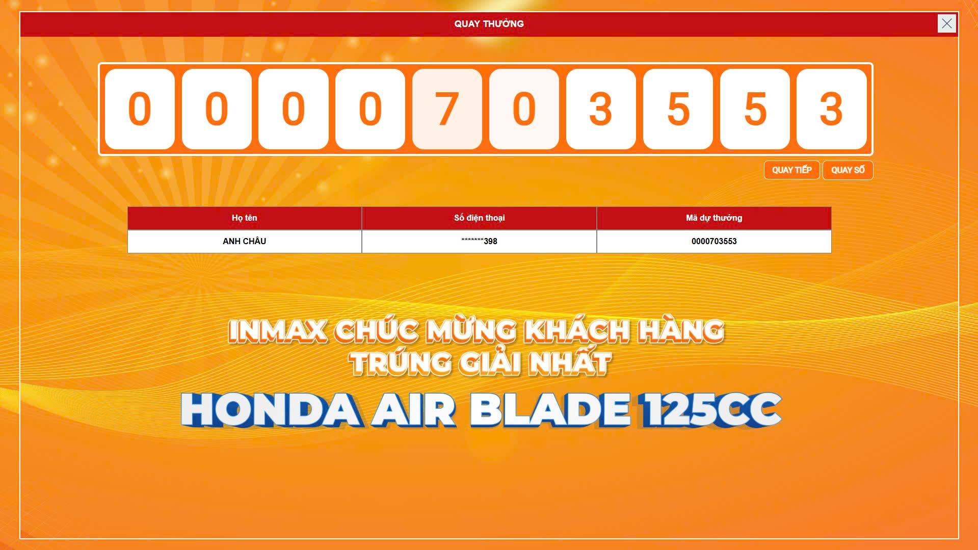 Giải Nhất - Honda Air Blade