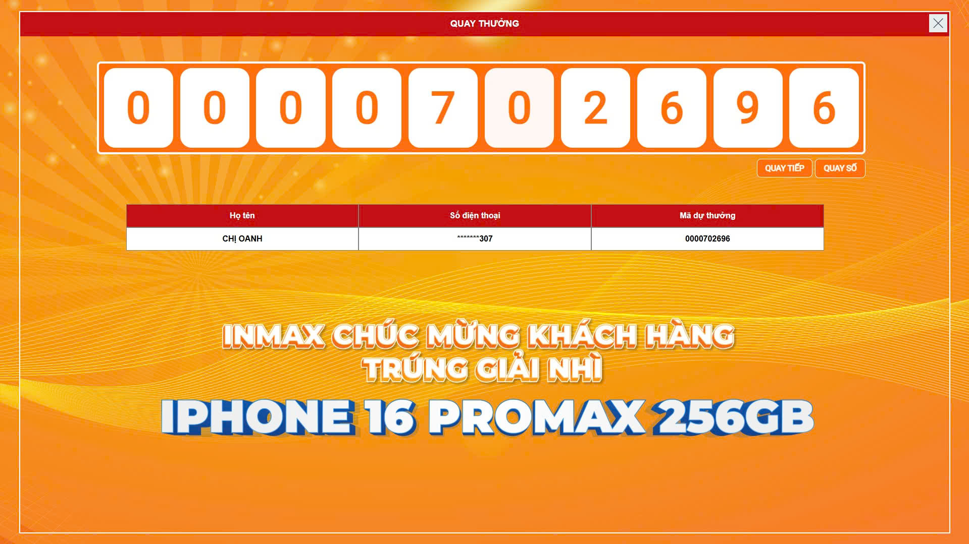 Giải Nhì - Iphone 16 ProMax