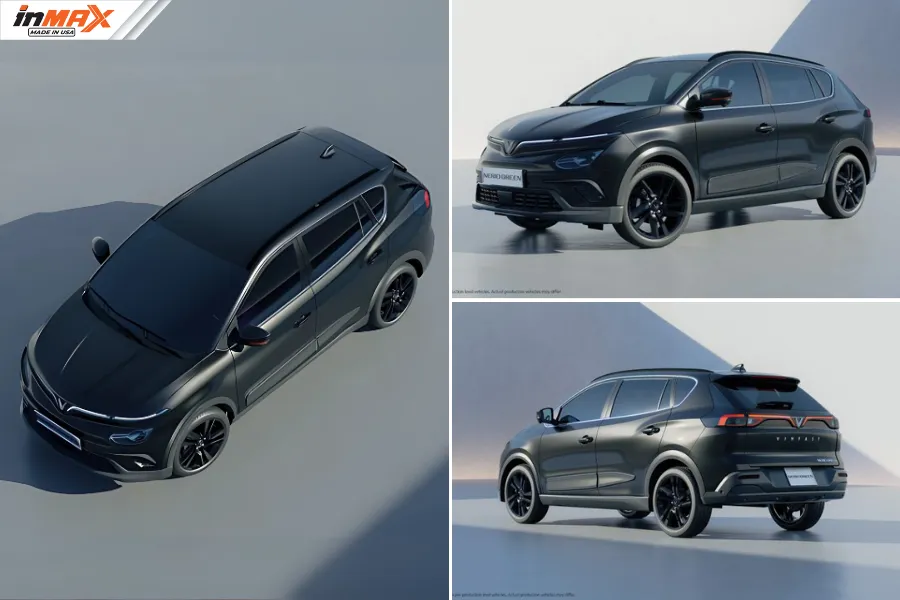 VinFast Nerio Green 2025 màu đen, thiết kế hatchback gầm cao.