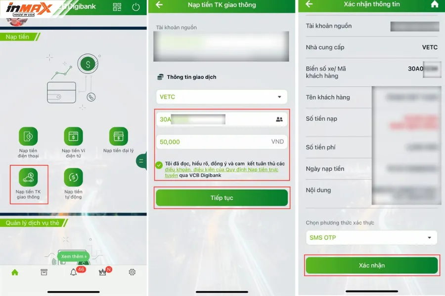 Cách nạp tiền VETC bằng chuyển khoản 24/7