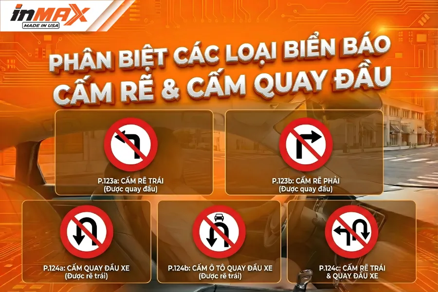 Phân biệt chi tiết các loại biển báo cấm rẽ và cấm quay đầu