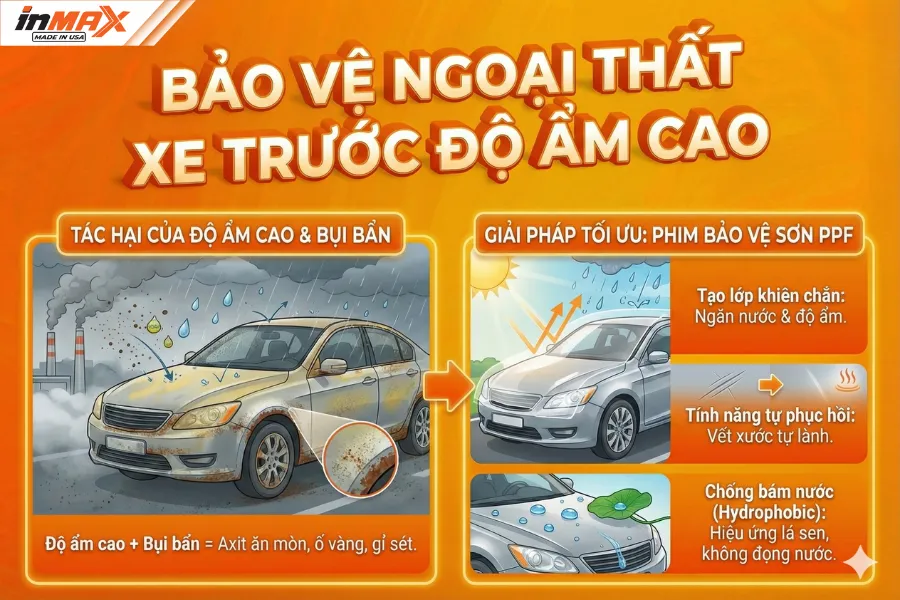 Bảo vệ ngoại thất xe trước tác động của độ ẩm cao