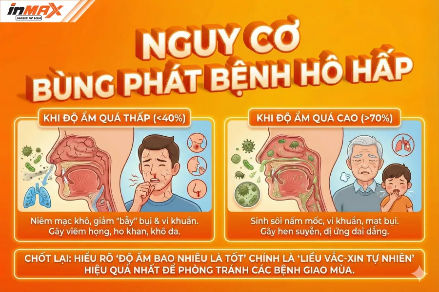 Tác hại khi không biết độ ẩm bao nhiêu là tốt - Nguy cơ bùng phát bệnh hô hấp
