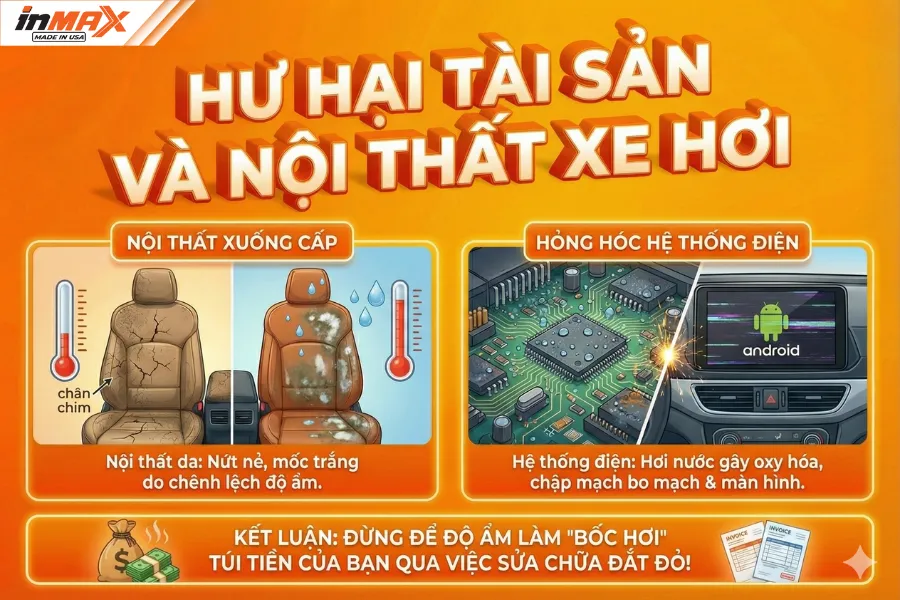 Tác hại khi không biết độ ẩm bao nhiêu là tốt - Hư hại tài sản và nội thất xe hơi