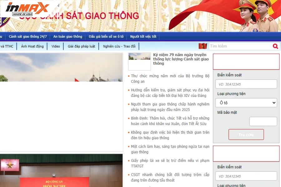 Tra cứu phạt nguội trên website cổng thông tin Cục Cảnh sát giao thông