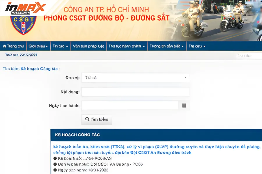 Tra cứu phạt nguội theo dữ liệu của Phòng CSGT Đường bộ – Đường sắt – PC08