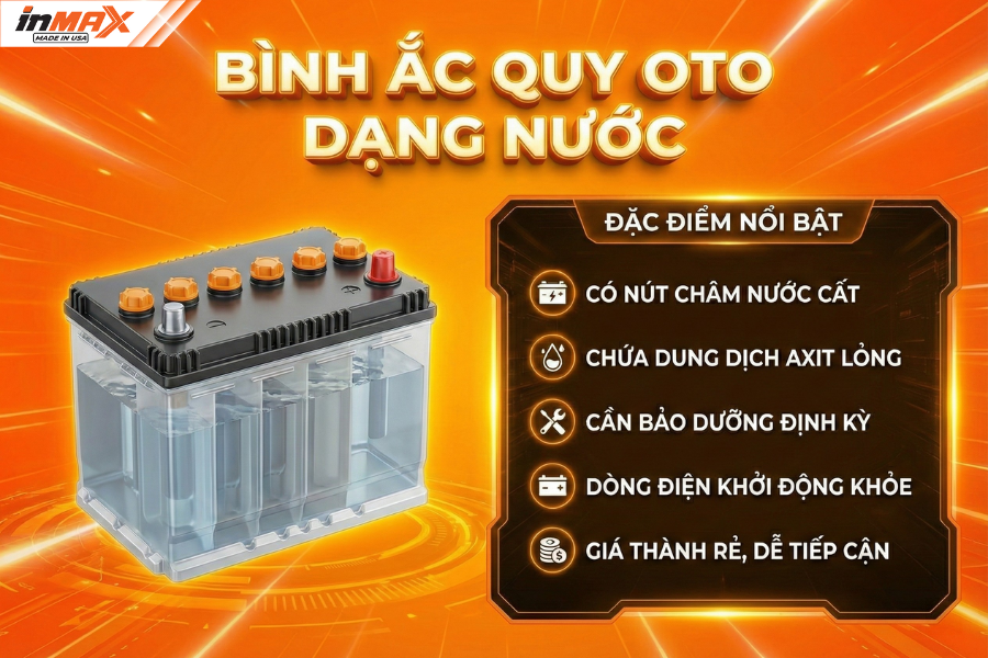 Bình ắc quy oto dạng nước (Ắc quy hở)