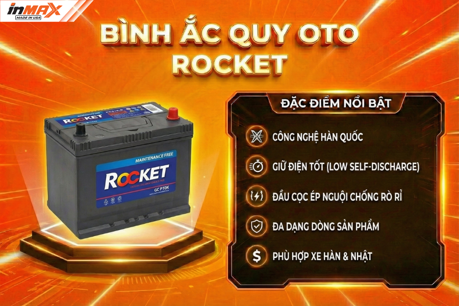Bình ắc quy oto Rocket - "Ngôi sao" ắc quy Hàn Quốc