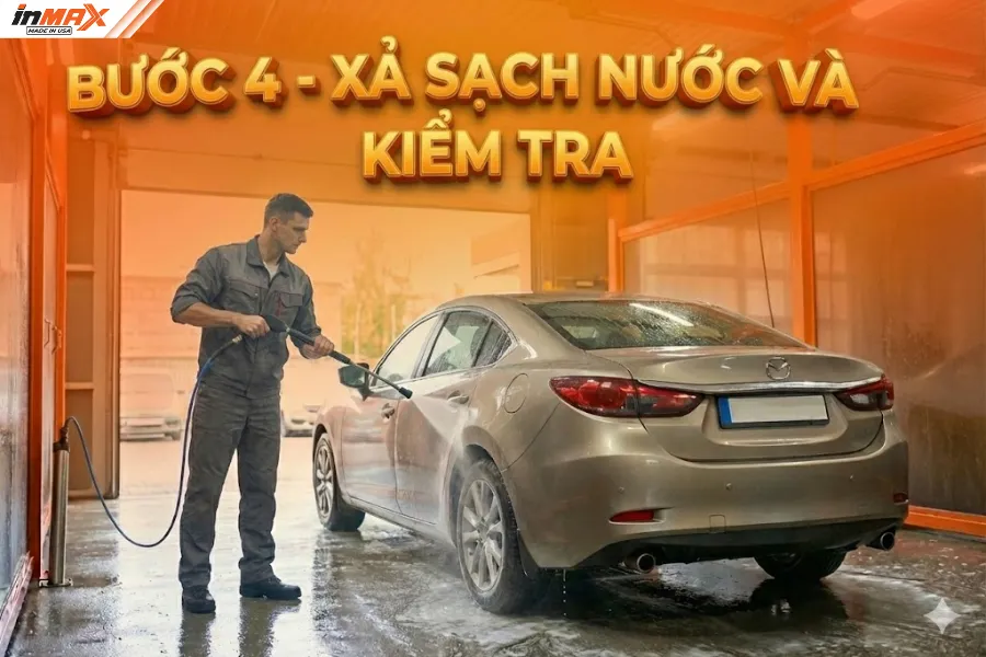 Bước 4 - Xả sạch với nước và kiểm tra