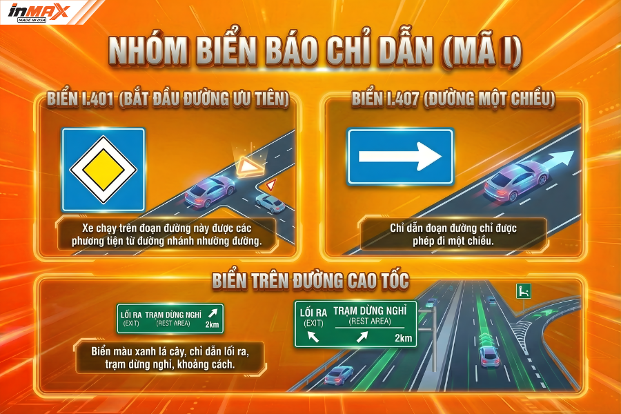 Các biển báo giao thông cần nhớ trong nhóm biển báo Chỉ dẫn (Mã I)