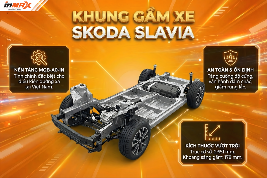 Kích thước và khung gầm xe Skoda Slavia