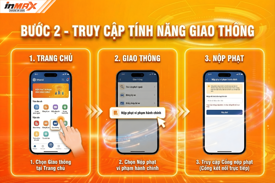 Bước 2: Truy cập tính năng Giao thông để bắt đầu nộp phạt giao thông online