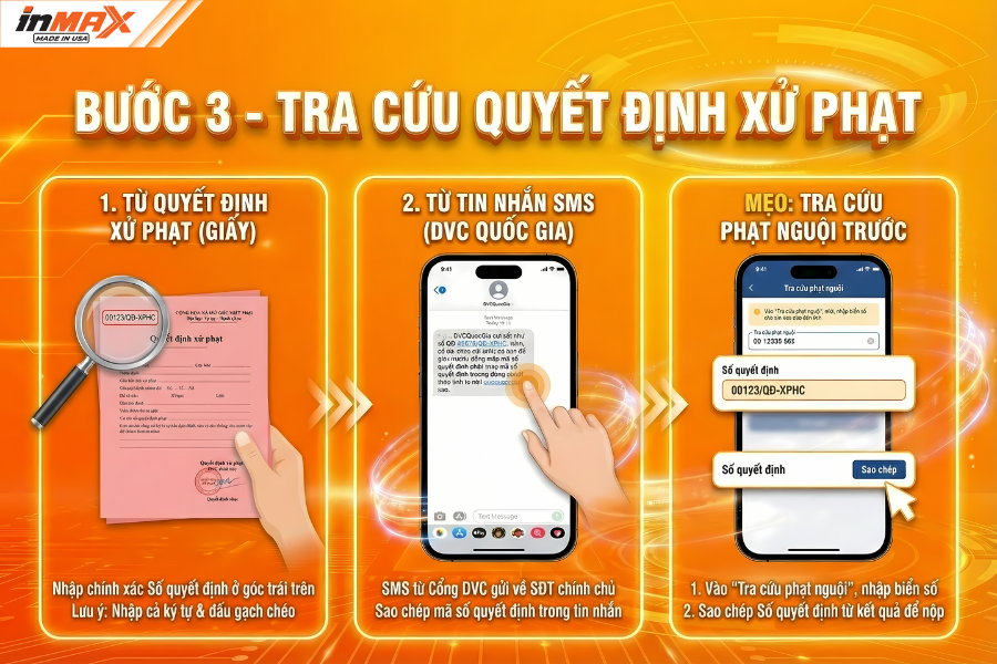 Bước 3: Tra cứu quyết định xử phạt phục vụ việc nộp phạt giao thông online