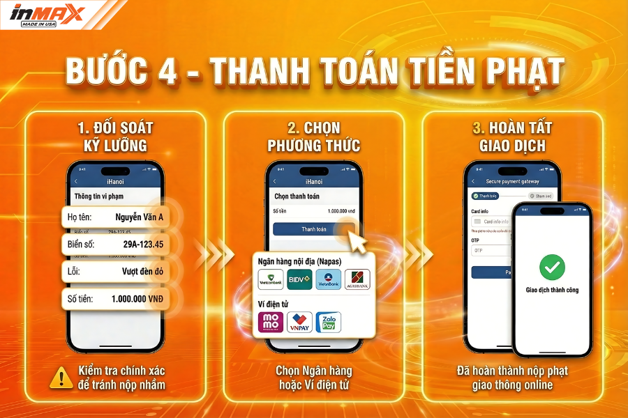 Bước 4: Thanh toán và hoàn tất quá trình nộp phạt giao thông online