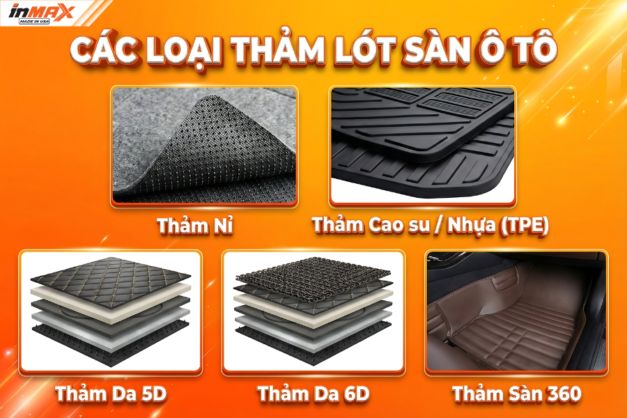 Lắp thảm lót sàn oto - Lựa chọn loại nào?