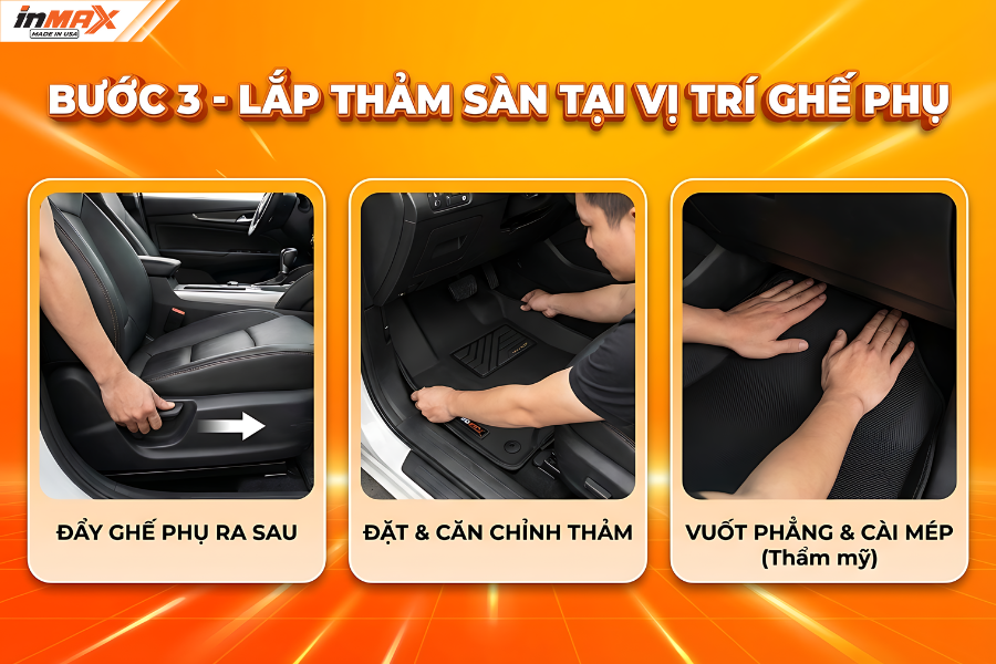 Bước 3: Hướng dẫn lắp thảm lót sàn oto cho ghế phụ
