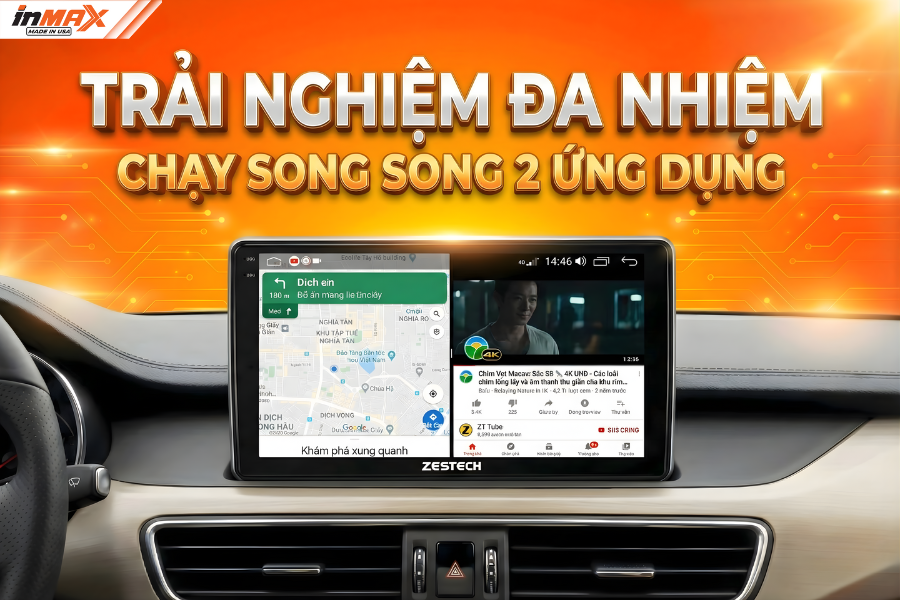 Đa nhiệm chia đôi màn hình với phần mềm xem video trên oto