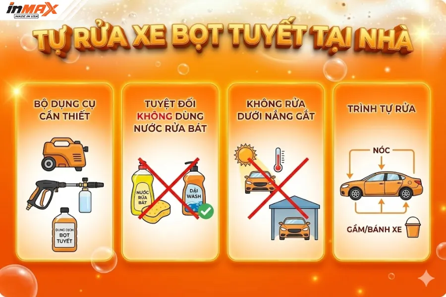 Tự rửa xe bọt tuyết tại nhà