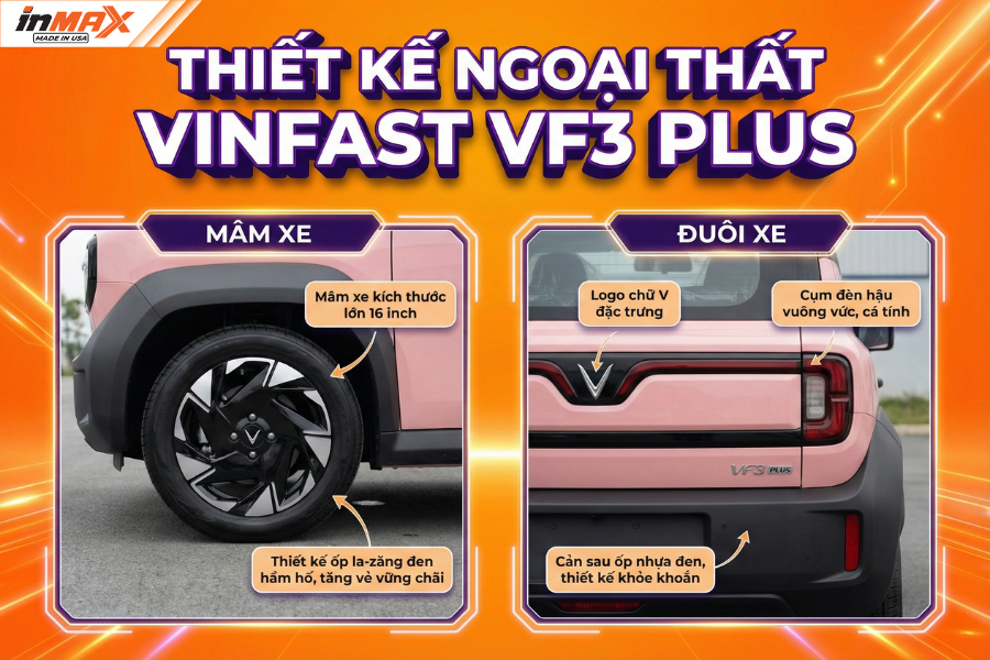 Mâm xe và đuôi xe VinFast VF3 Plus
