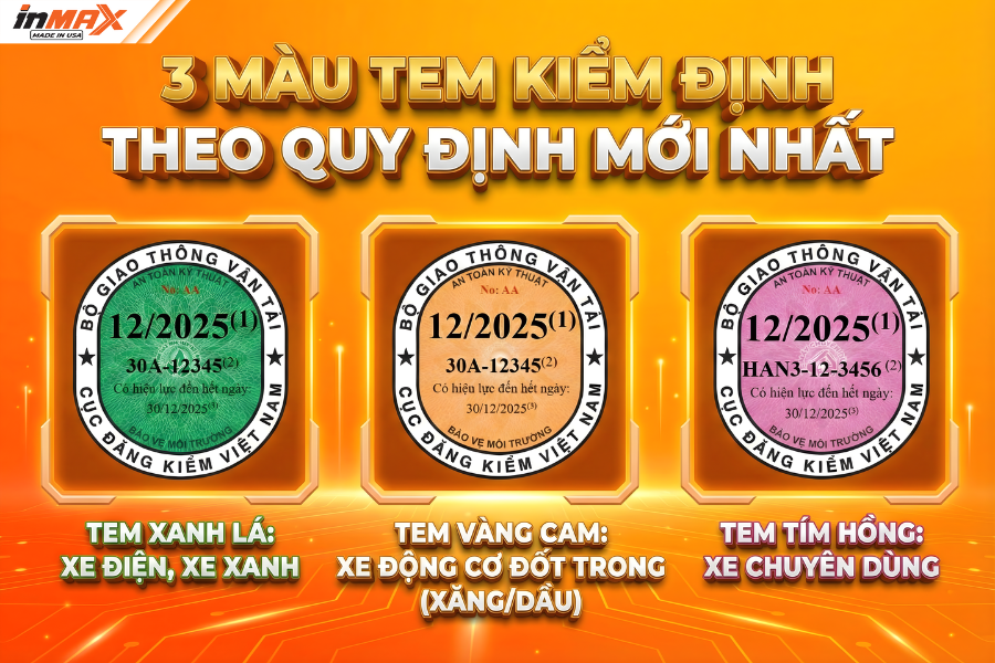Cách nhận biết màu tem kiểm định 2026 cho xe điện & xe xăng
