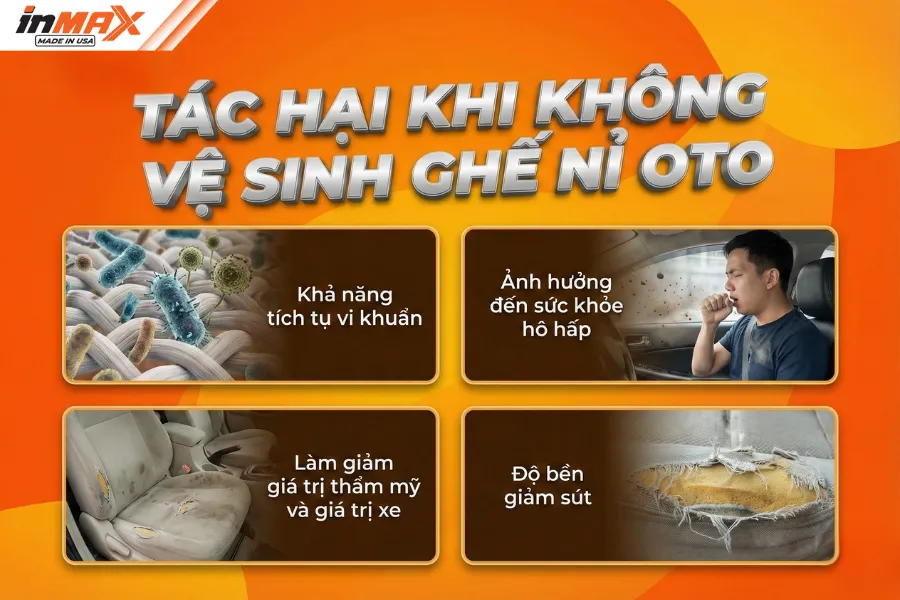 Tác hại khi không vệ sinh ghế nỉ oto