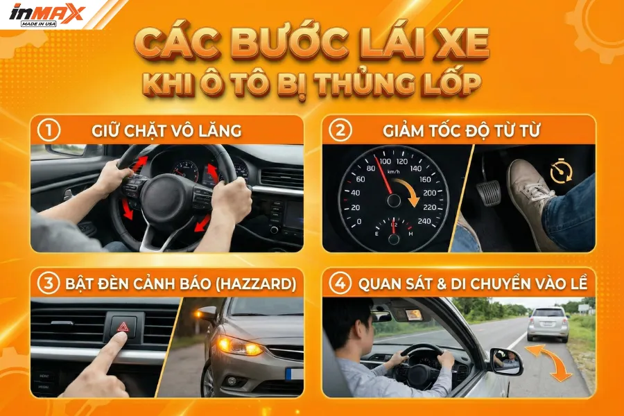 Các bước lái xe khi lốp bị thủng