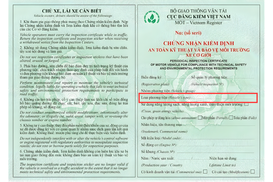 Xem phiếu kiểm định để biết xe mình thuộc loại bán tải gì
