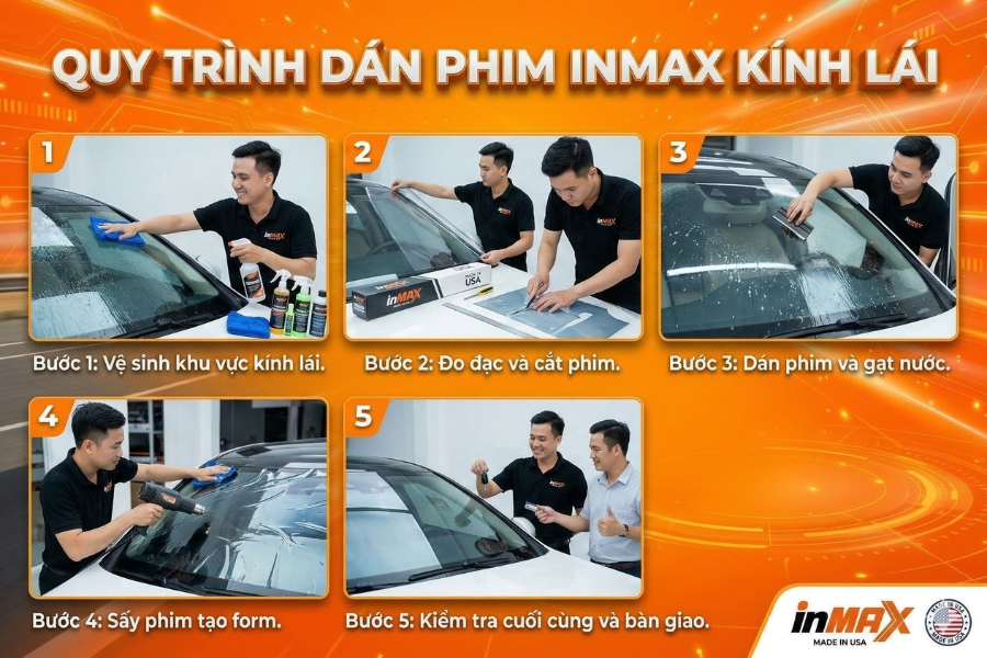 Quy trình dán phim Inmax kính lái