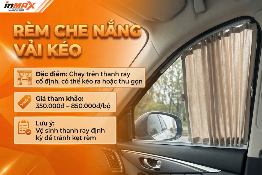 Rèm che nắng ô tô dạng vải kéo