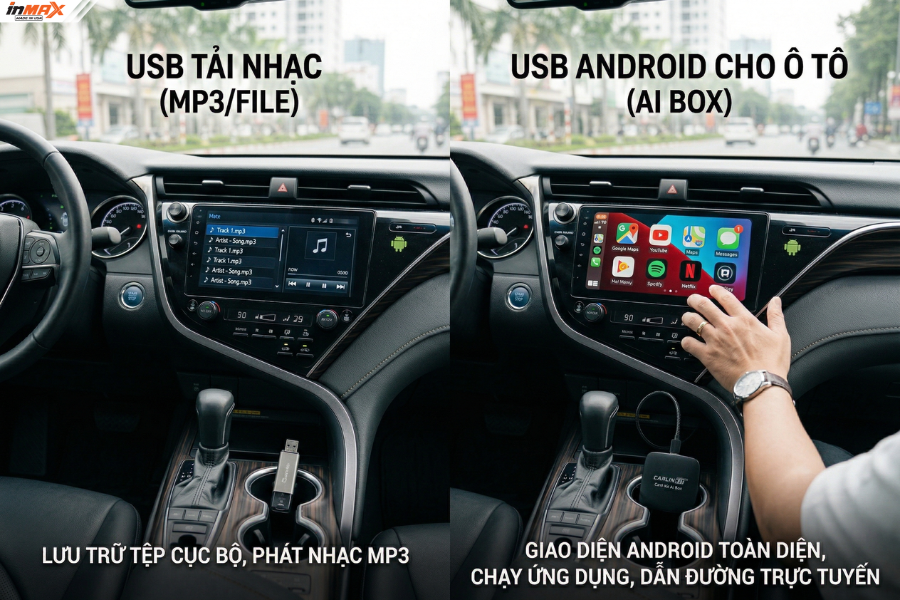 Sự khác biệt giữa USB tải nhạc và USB Android cho ô tô