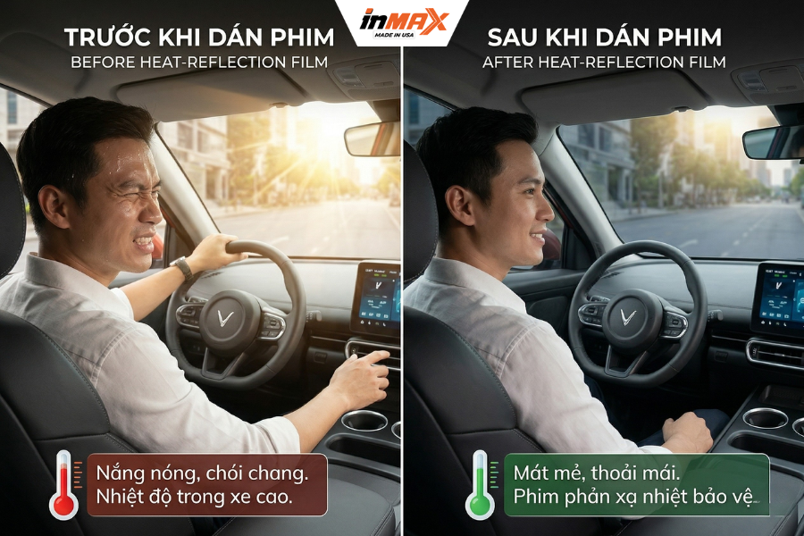 Khác biệt trước và sau khi dán phim phản xạ nhiệt cho xe Vinfast MPV 7