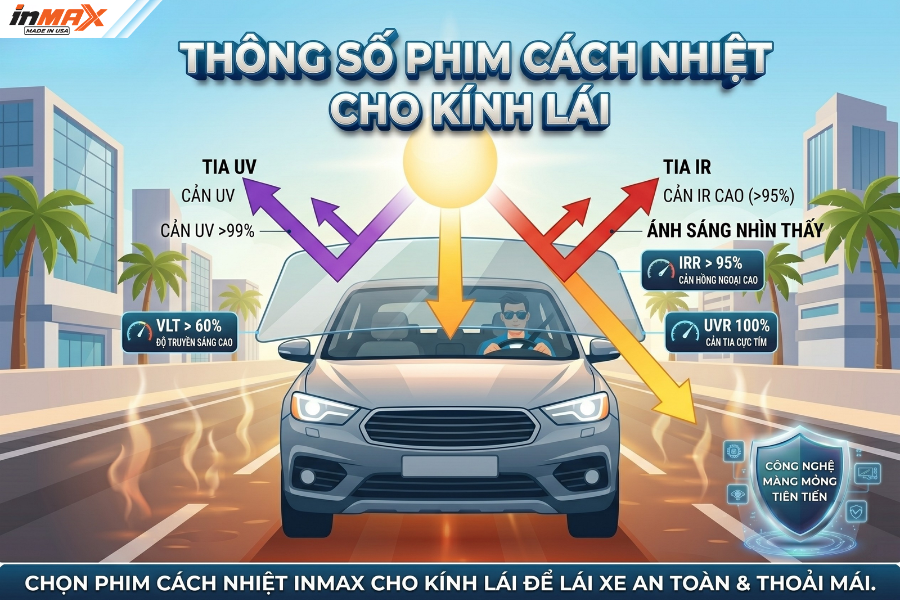 Cách chọn thông số phim cách nhiệt cho kính lái