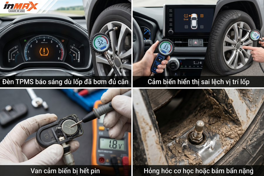 Lỗi thường gặp khiến cảm biến áp suất lốp báo sai
