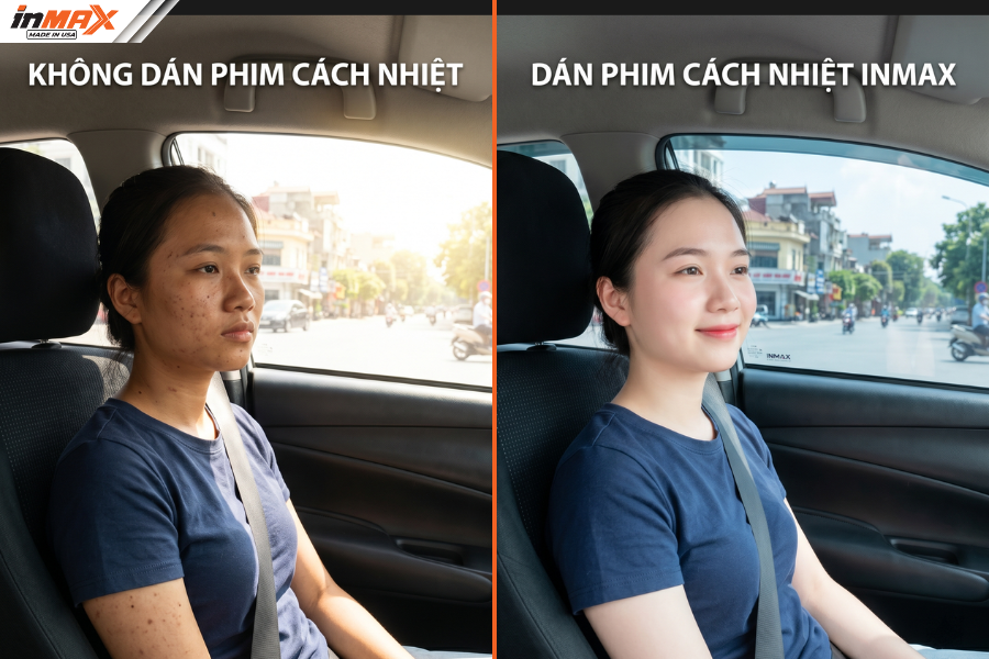 Dán phim phản xạ nhiệt Inmax giúp bảo vệ sức khỏe người ngồi trong xe