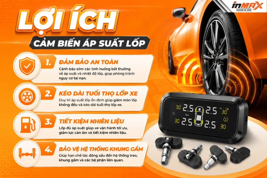 Lợi ích lắp cảm biến áp suất lốp ô tô