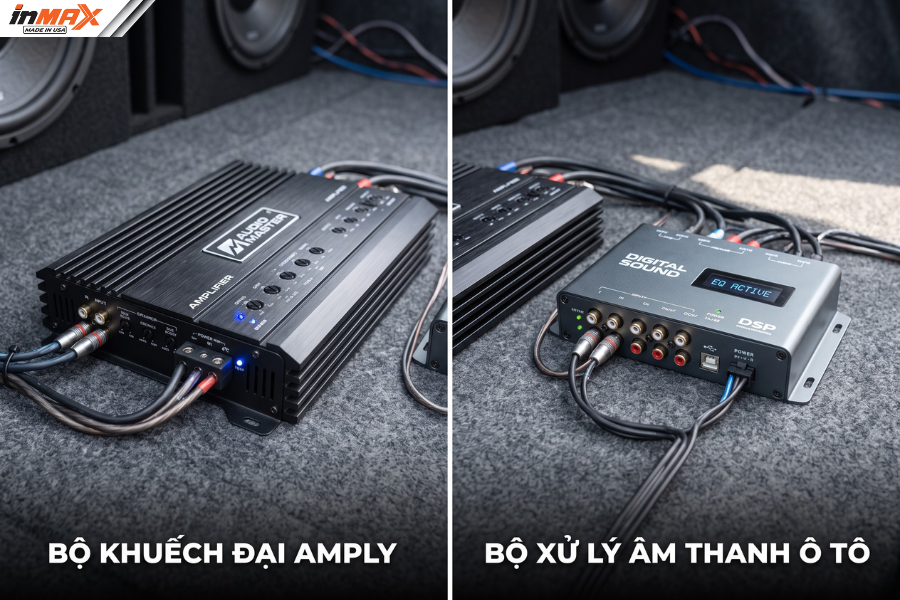 So sánh bộ xử lý âm thanh ô tô DSP và Amply