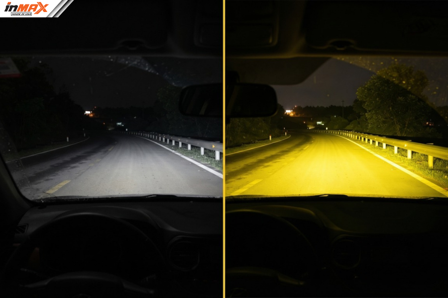 Đèn bi gầm ô tô chiếu sáng tốt hơn đèn Halogen zin trong điều kiện trời tối
