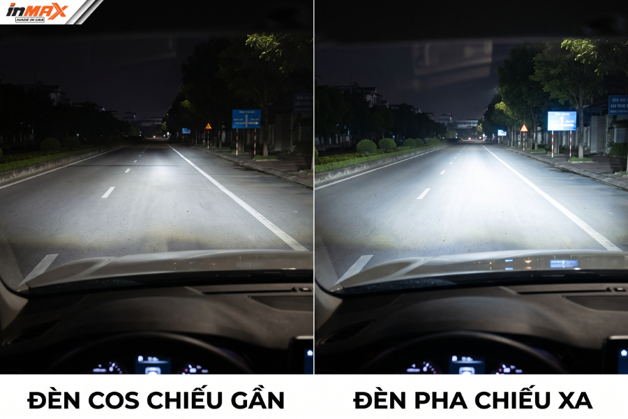 So sánh đèn pha (chiếu xa) và đèn cốt (chiếu gần)
