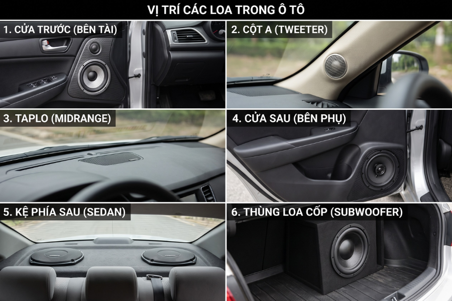 Sơ đồ vị trí độ loa ô tô