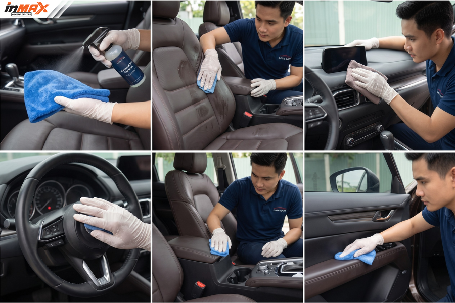 Vệ sinh nội thất ô tô từng khu vực chi tiết