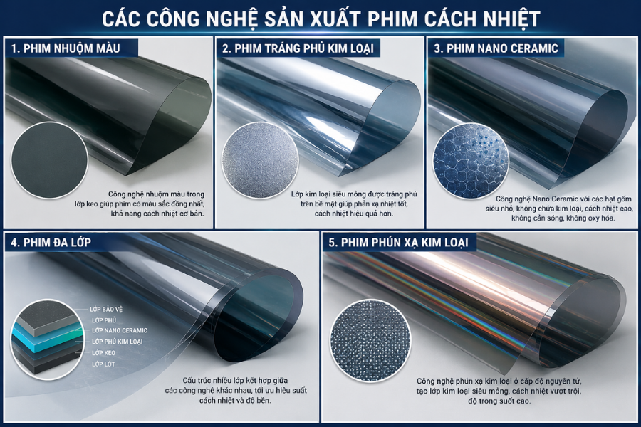 Các công nghệ sản xuất phim cách nhiệt phổ biến trên thị trường