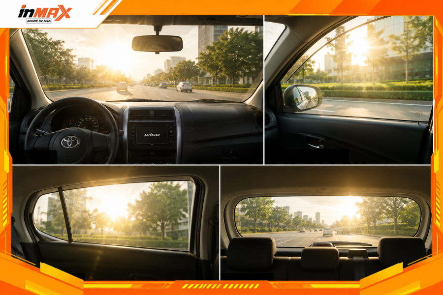 Nên dán phim cách nhiệt cho xe Toyota Wigo vì xe có diện tích kính lớn, dễ hấp thụ nhiệt