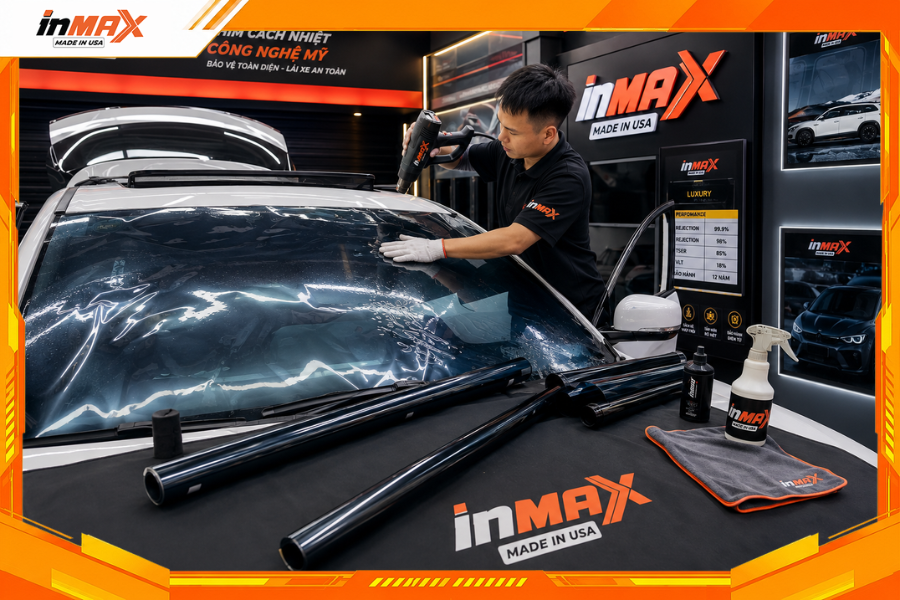 Dán phim cách nhiệt cho xe VF5 vị trí kính lái