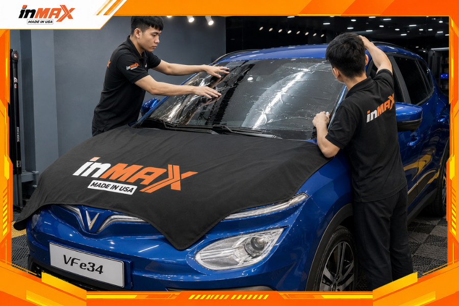 Dán phim cách nhiệt cho xe VFe34 vị trí kính lái