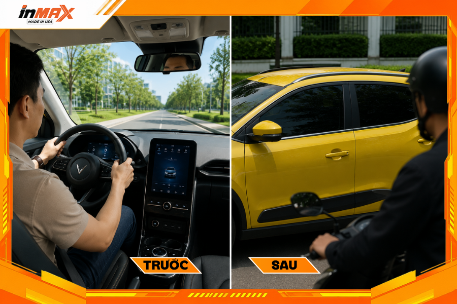 Dán phim cách nhiệt cho xe VFe34 tăng cướng sự riêng tư cho không gian trong xe