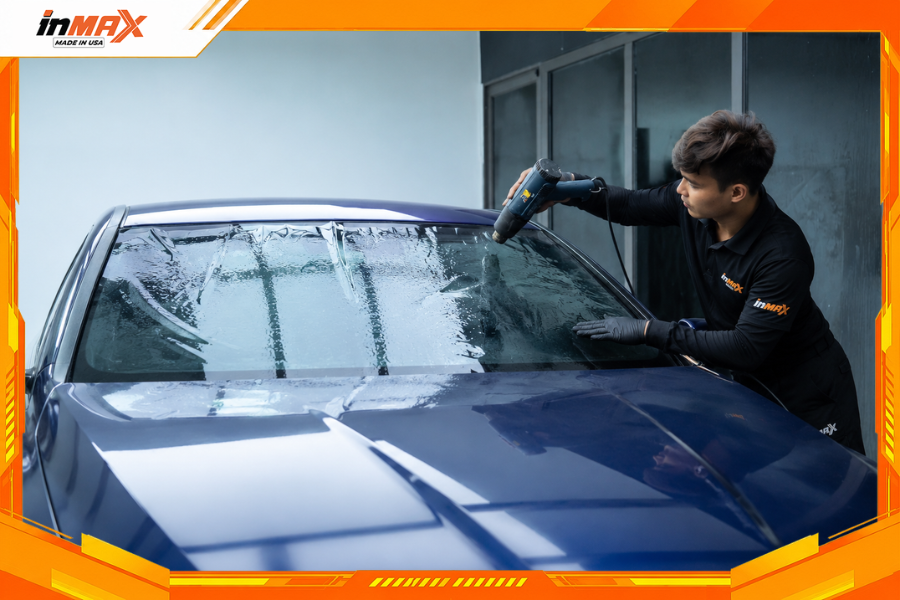 Kỹ thuật sấy phim khi dán phim cách nhiệt cho xe Vinfast Lux A