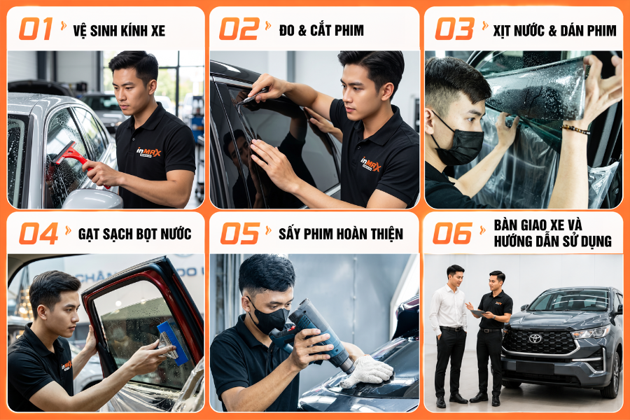 Quy trình dán phim cách nhiệt cho xe Vinfast EC Van