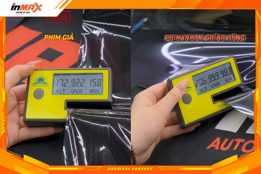 Test dán phim cách nhiệt cho xe Vinfast Fadil bằng máy đo quang học