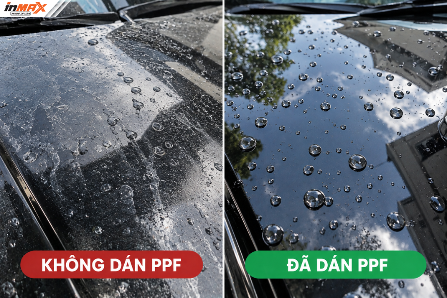 Hiệu ứng lá sen kháng nước, chống bám bẩn của PPF ô tô